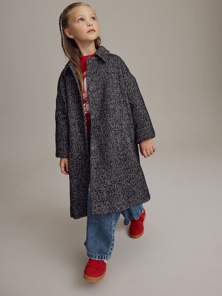 Черный/белый - Mono Casual Coat with Wool (3-16yrs) - Изображение 1 из 6