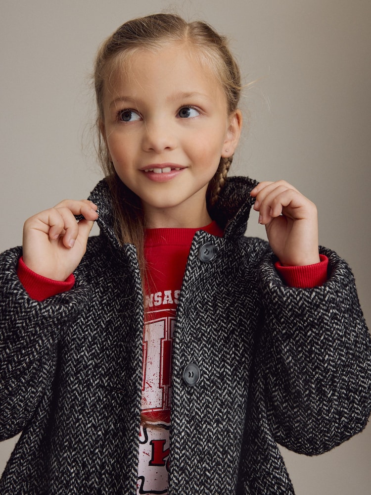 Черный/белый - Mono Casual Coat with Wool (3-16yrs) - Изображение 6 из 6