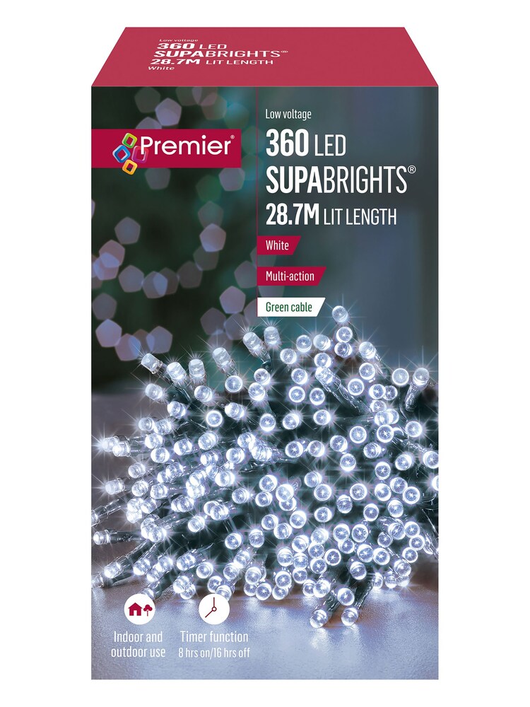 Premier Decorations Ltd White Brite 360 LEDs Supabrights Christmas Lights with Timer - Image 2 of 4