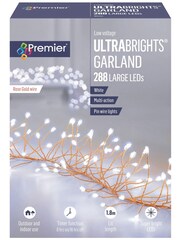Premier Decorations Ltd White Brite 288 LEDs Garland Christmas Lights with Timer - Image 2 of 3