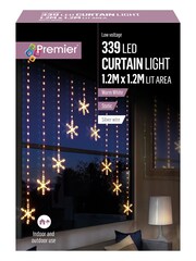 Premier Decorations Ltd White Warm 339 LEDs Snowflake V Shape Curtain Christmas Lights - Image 2 of 2