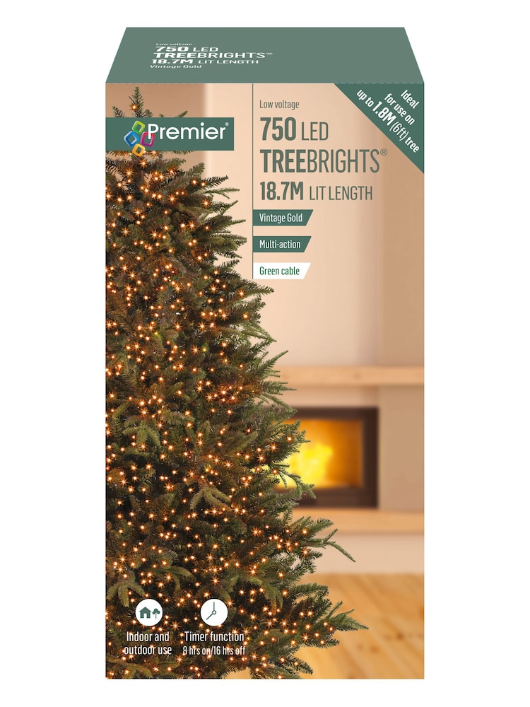 Premier Decorations Ltd White Warm 750 LED Tree Brights Christmas Lights with Timer - Image 2 of 4