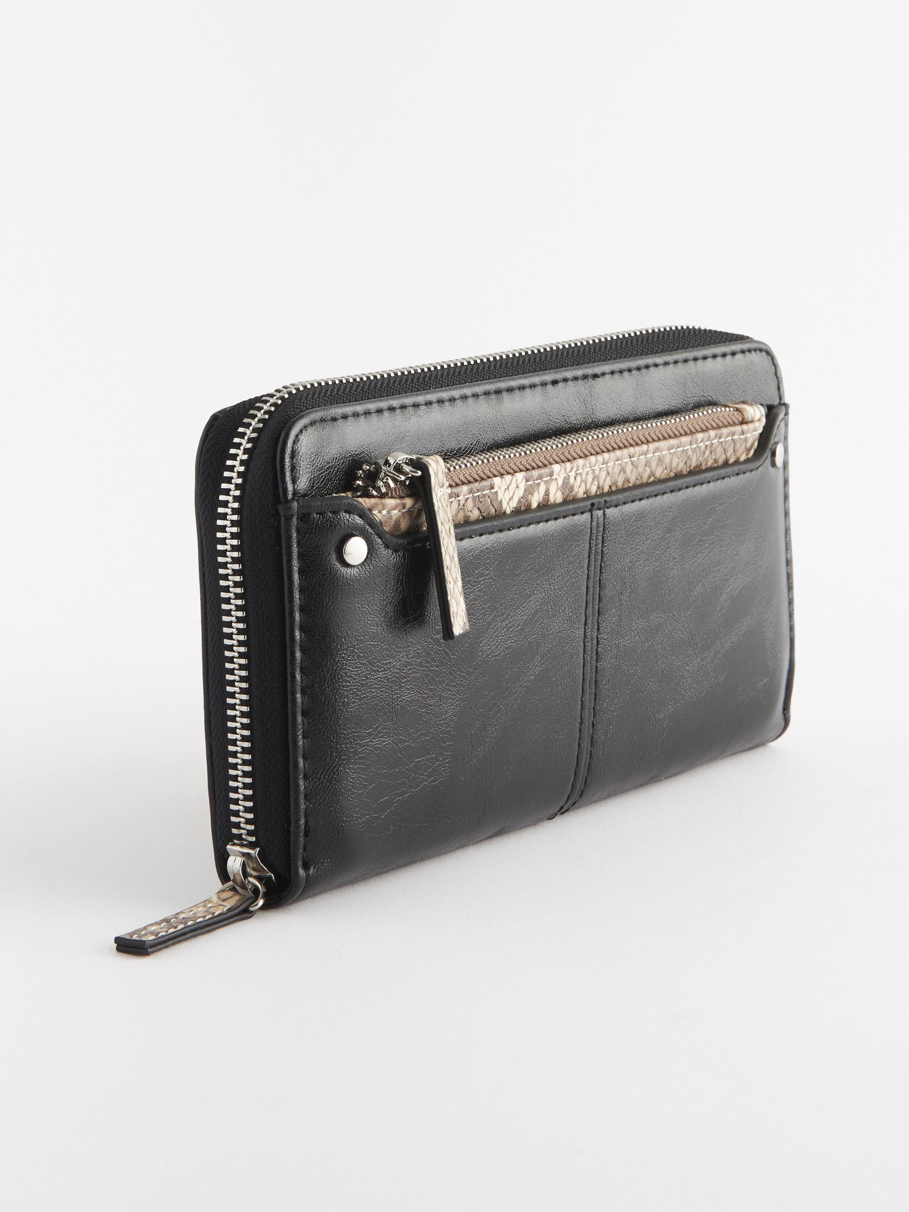 Buy Black Snake Skin Effect Card Purse from Next Luxembourg