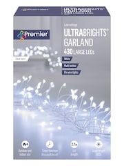 Premier Decorations Ltd White Brite 430 LEDs UltraBright Garland Christmas Lights with Timer - Image 2 of 3