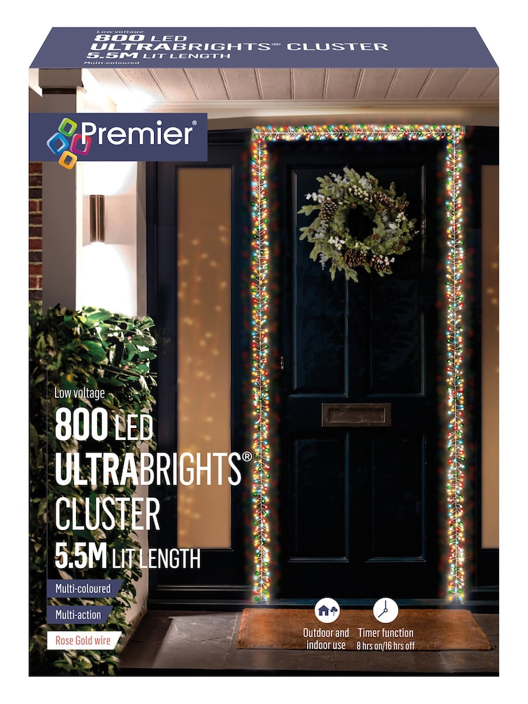 Premier Decorations Ltd Rainbow 5.5m 800 LEDs UltraBright Cluster Christmas Lights - Image 2 of 4