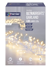 Premier Decorations Ltd White Warm 430 LEDs UltraBright Garland Christmas Lights with Timer - Image 2 of 3