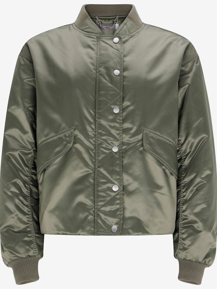 Mint Velvet Green Satin Bomber Jacket - Image 2 of 3