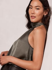 Mint Velvet Green Satin Halter Green Top - Image 2 of 4