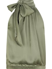 Mint Velvet Green Satin Halter Green Top - Image 4 of 4