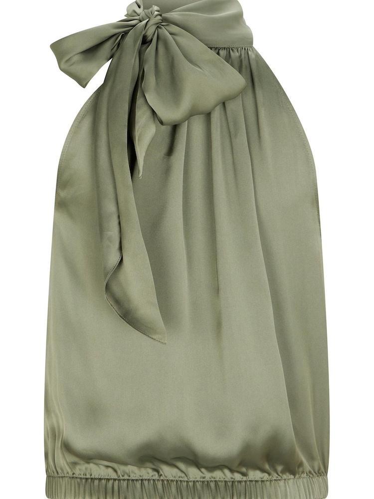 Mint Velvet Green Satin Halter Green Top - Image 4 of 4