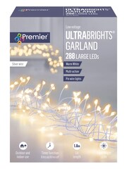 Premier Decorations Ltd White Warm 288 LEDs Wire LIt UltraBright Garland Christmas Lights with Timer - Image 2 of 3