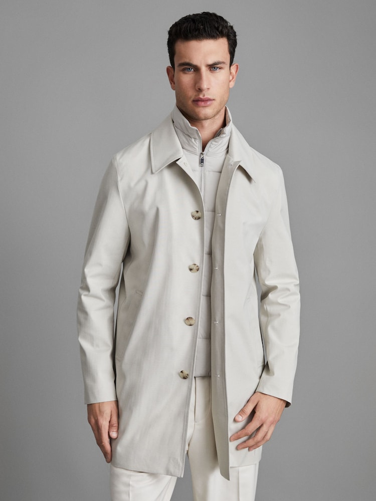 Reiss Stone Perrin Jacket With Removable Funnel-Neck Insert - Image 1 of 6