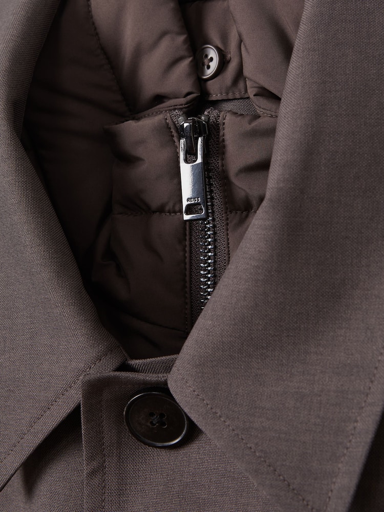 Reiss Brown Perrin Jacket With Removable Funnel-Neck Insert - Image 6 of 6
