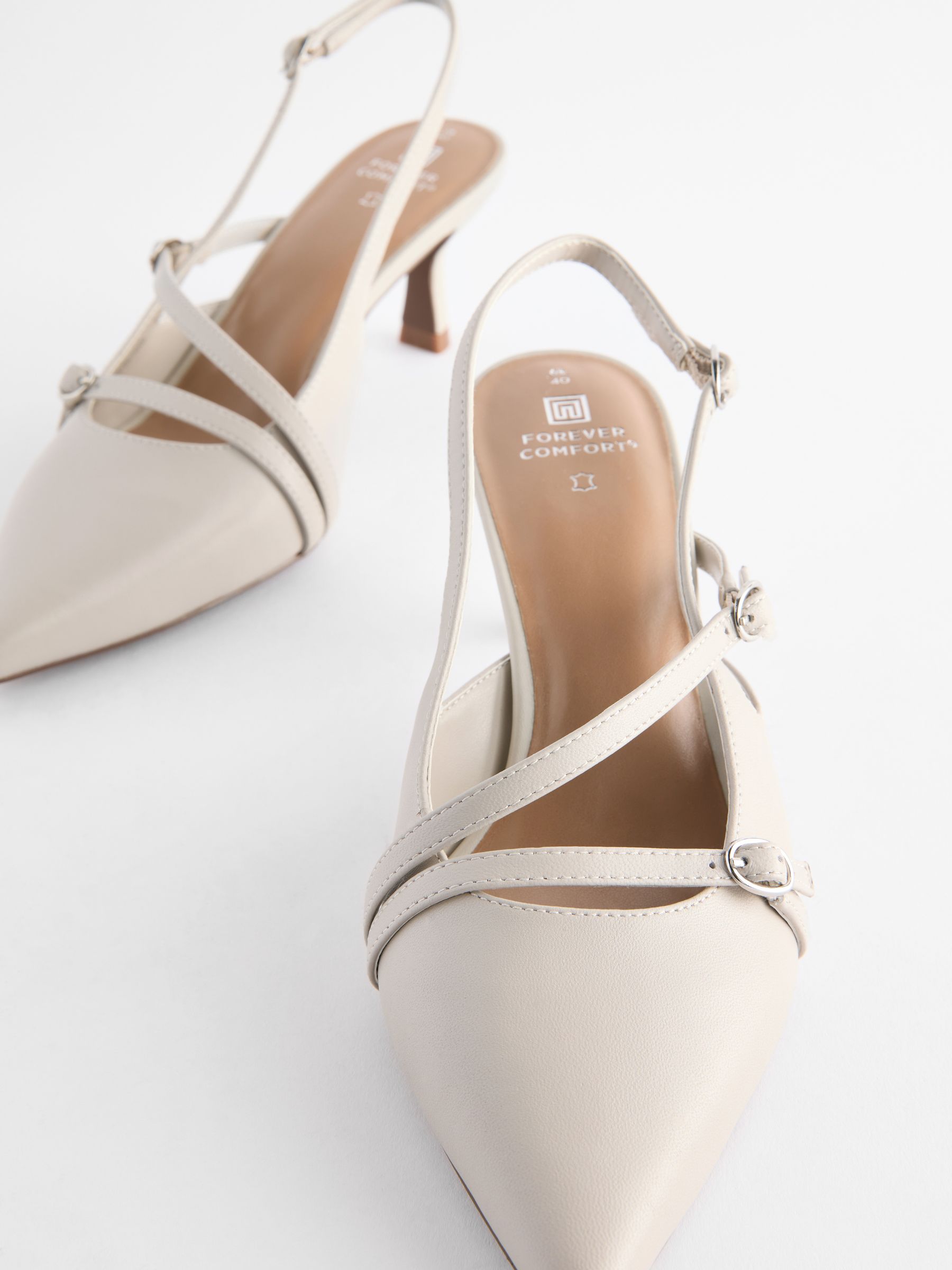 White leather slingbacks on sale
