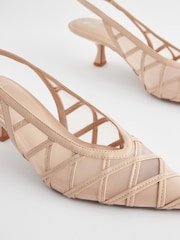 Pink Forever Comfort® Mesh Panel Point Toe Slingback Heels - Image 3 of 5