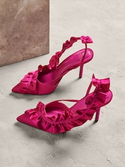 Pink Forever Comfort® Ruffle Slingback Heels - Image 1 of 10
