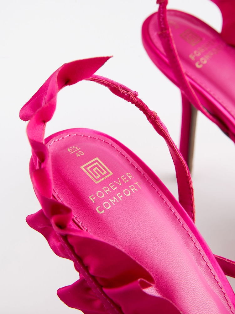 Pink Forever Comfort® Ruffle Slingback Heels - Image 10 of 10