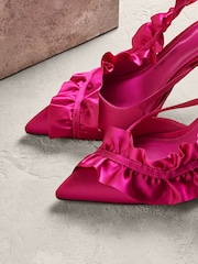 Pink Forever Comfort® Ruffle Slingback Heels - Image 3 of 10