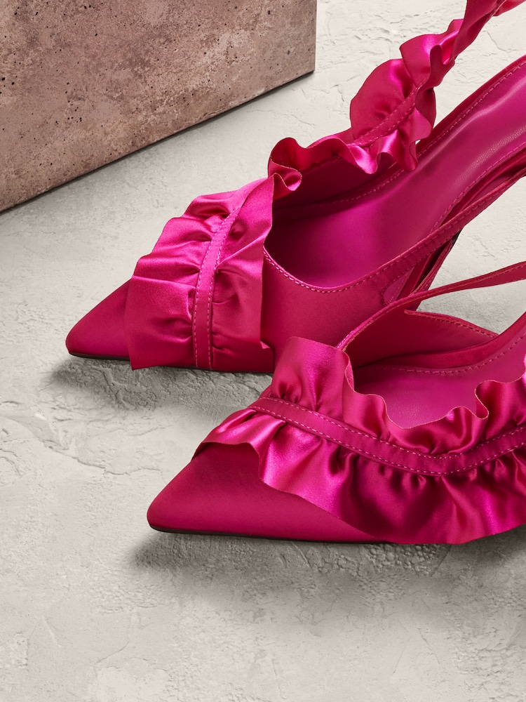 Pink Forever Comfort® Ruffle Slingback Heels - Image 3 of 10