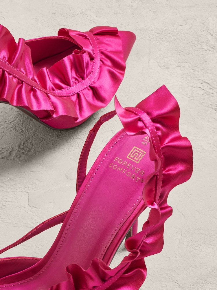 Pink Forever Comfort® Ruffle Slingback Heels - Image 4 of 10