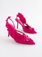 Pink Forever Comfort® Ruffle Slingback Heels - Image 5 of 10