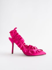 Pink Forever Comfort® Ruffle Slingback Heels - Image 6 of 10