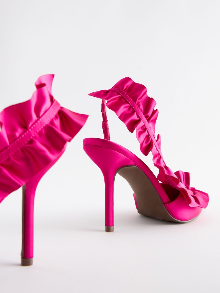Pink Forever Comfort® Ruffle Slingback Heels - Image 7 of 10