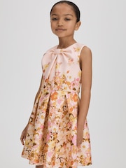Reiss Multi Josephine 4-9 yrs Scuba Knot Fit-and-Flare Dress - Image 1 of 6