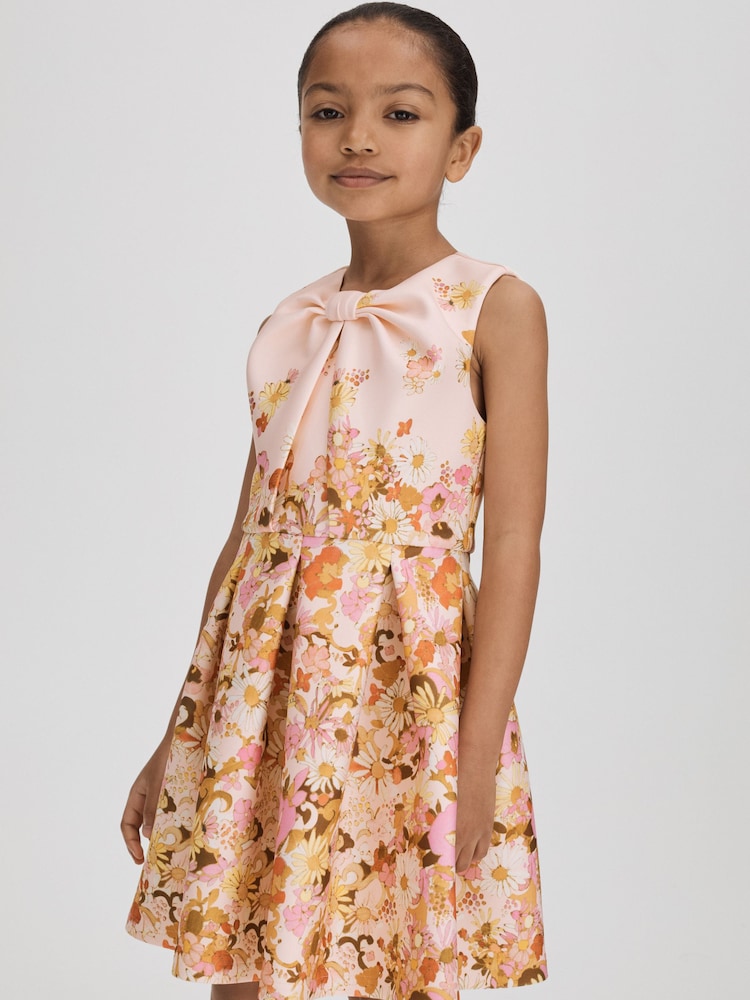 Reiss Multi Josephine 4-9 yrs Scuba Knot Fit-and-Flare Dress - Image 1 of 6