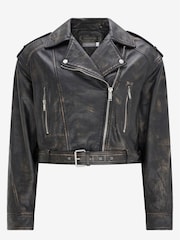 Mint Velvet Brown Distressed Biker Jacket - Image 3 of 4