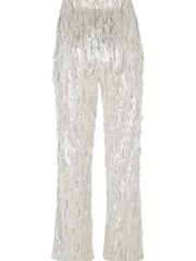 Mint Velvet Silver Silver Sequin Tassel Trousers - Image 4 of 4