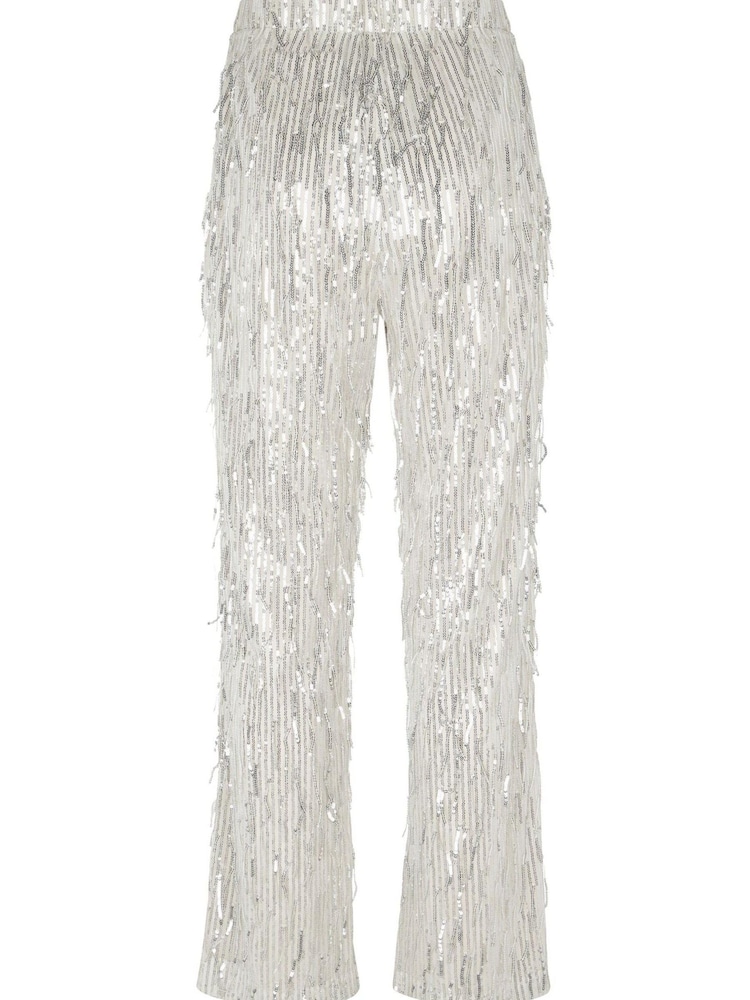 Mint Velvet Silver Silver Sequin Tassel Trousers - Image 4 of 4