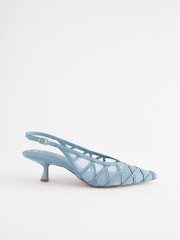 Blue Forever Comfort® Mesh Panel Point Toe Slingback Heels - Image 2 of 9