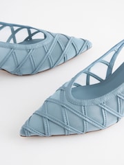 Blue Forever Comfort® Mesh Panel Point Toe Slingback Heels - Image 4 of 9