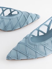 Blue Forever Comfort® Mesh Panel Point Toe Slingback Heels - Image 7 of 9