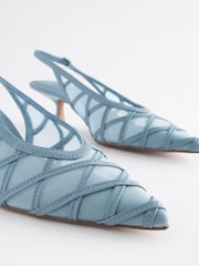 Blue Forever Comfort® Mesh Panel Point Toe Slingback Heels - Image 9 of 9