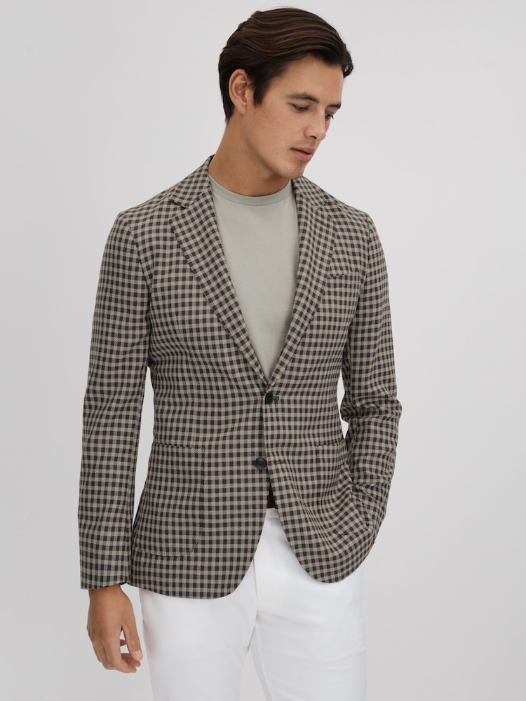 Reiss Nano Wollmischung Check Einreihiger Blazer - Bild 1 von 9
