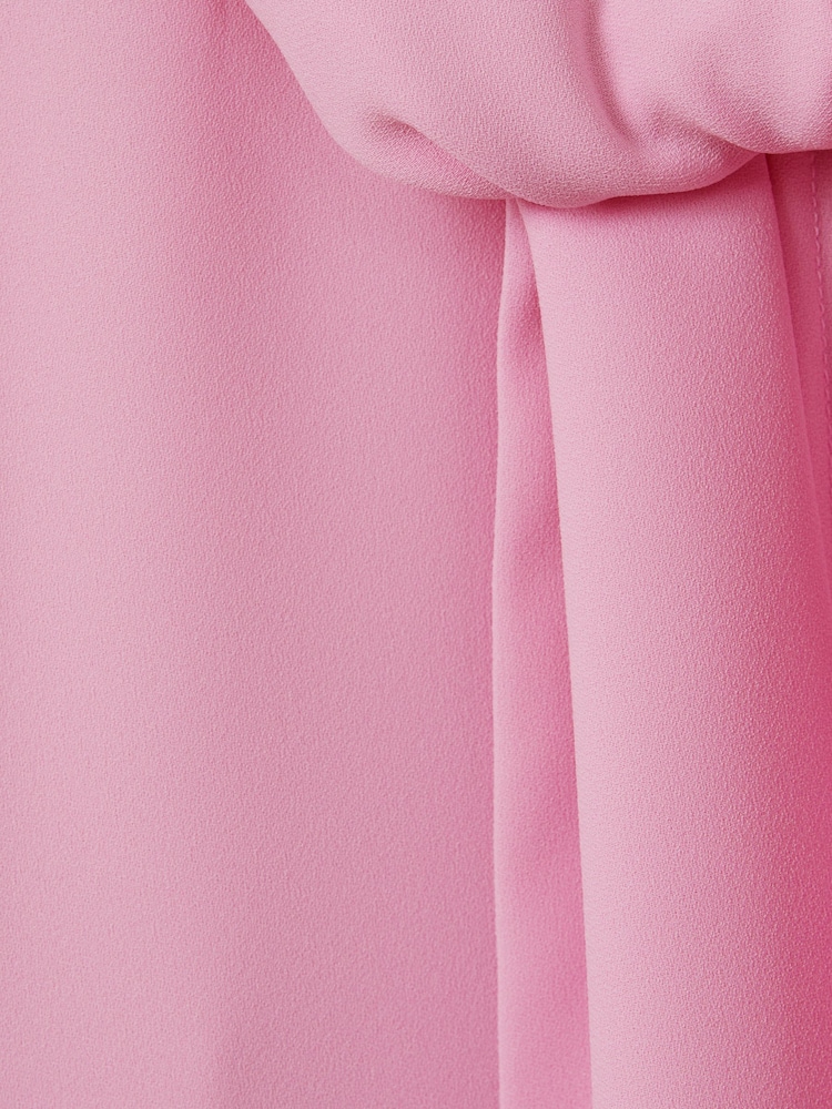 Reiss Pink Ella Tie Neck Zip Front Blouse - Image 6 of 6