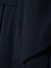 Reiss Navy Ellie Tie Neck Zip Front Mini Dress - Image 6 of 6