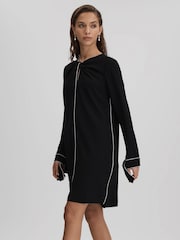 Reiss Black Eloise Shift Mini Dress - Image 1 of 7