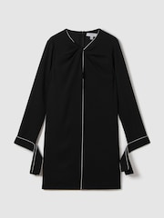 Reiss Black Eloise Shift Mini Dress - Image 2 of 7