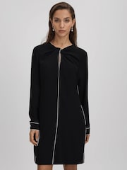 Reiss Black Eloise Shift Mini Dress - Image 3 of 7