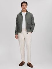 Reiss Green Rufus Funnel Neck Zip-Through Jacket - Image 3 of 6