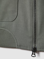 Reiss Green Rufus Funnel Neck Zip-Through Jacket - Image 6 of 6