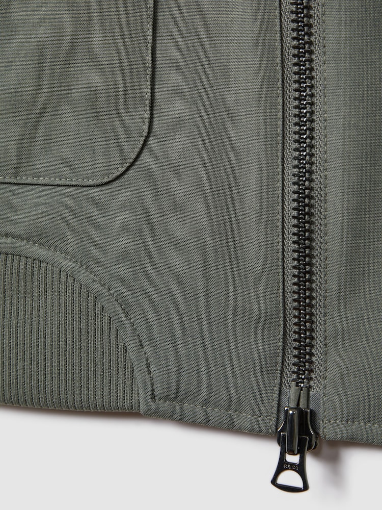Reiss Green Rufus Funnel Neck Zip-Through Jacket - Image 6 of 6