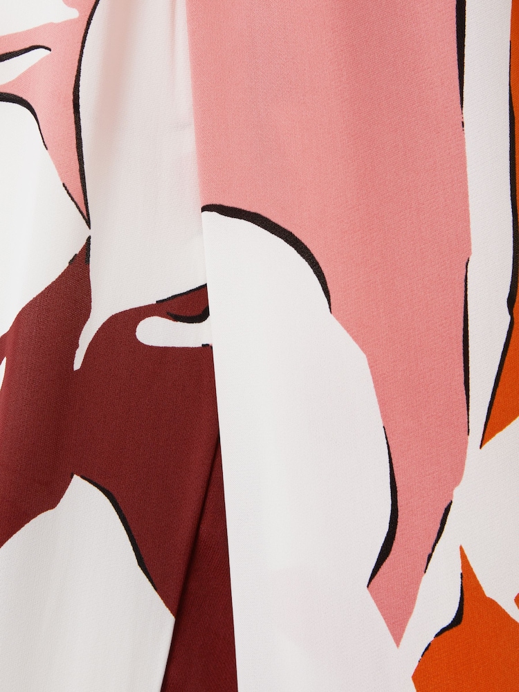 Reiss Cream/Red Tess Printed Tie Neck Blouse - Image 6 of 6