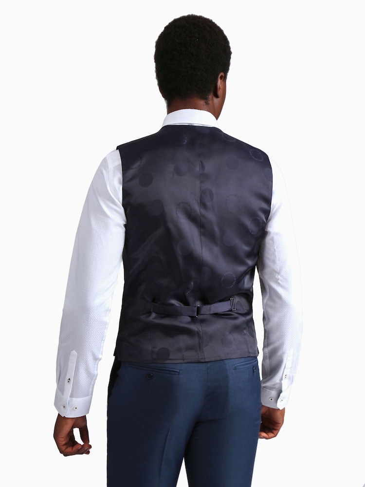 Ted Baker Tailoring Blue Tai Slim Fit Semi Plain Waistcoat - Image 2 of 3