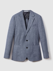 Reiss Indigo Ravenswood Slim Fit Single Breasted Wool Blend Blazer - Image 2 of 7