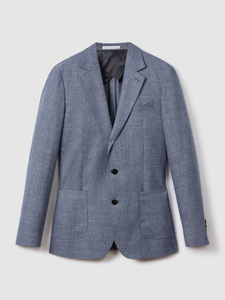 Reiss Indigo Ravenswood Slim Fit Single Breasted Wool Blend Blazer - Image 2 of 7