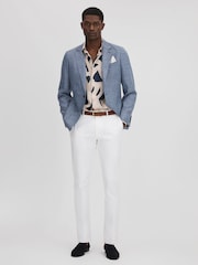 Reiss Indigo Ravenswood Slim Fit Single Breasted Wool Blend Blazer - Image 3 of 7
